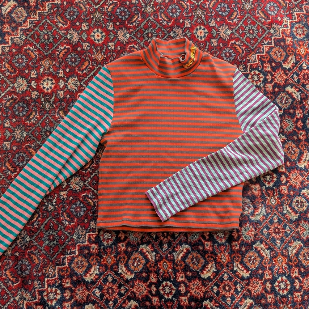 Teddy Fresh Orange and Gray Striped Top